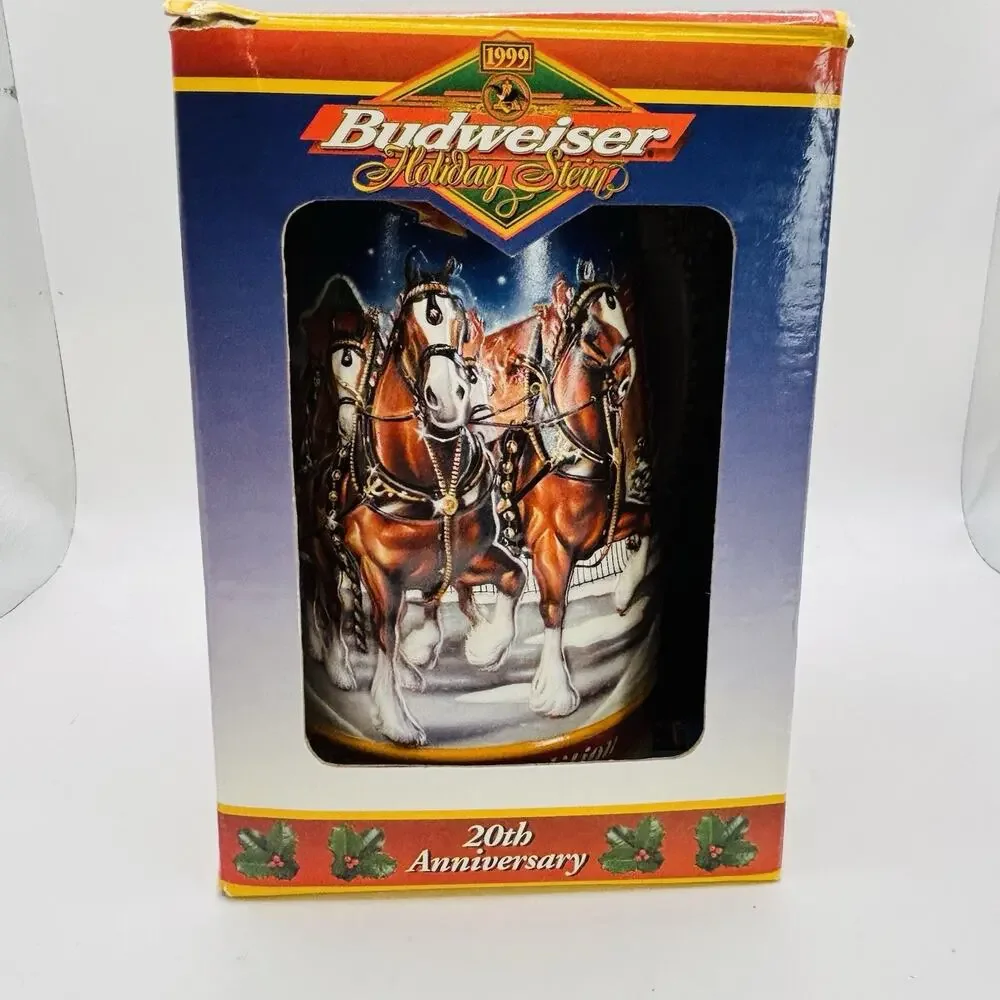 Budweiser 1999 Holiday Stein Ceramic Mug New In Box. With Paperwork. Very Nice!
